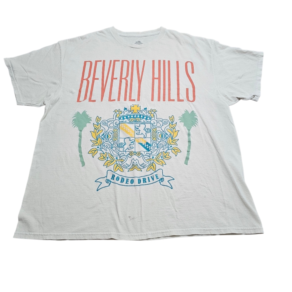 Vintage Beverly Hills Rodeo Drive Tshirt 100% Cotton Off White Womens XL